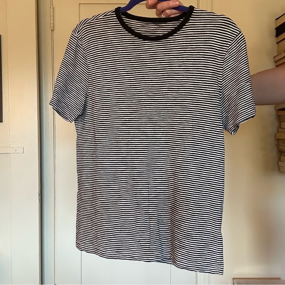 Everlane Black and White Striped Short Sleeve Tee